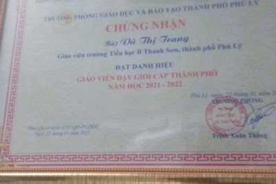 GIÁO VIÊN TIÊU BIỂU TRƯỜNG TH B THANH SƠN